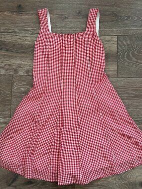 Abercrombie Kids Red White Gingham Linen Square Front Dress Size 11/12